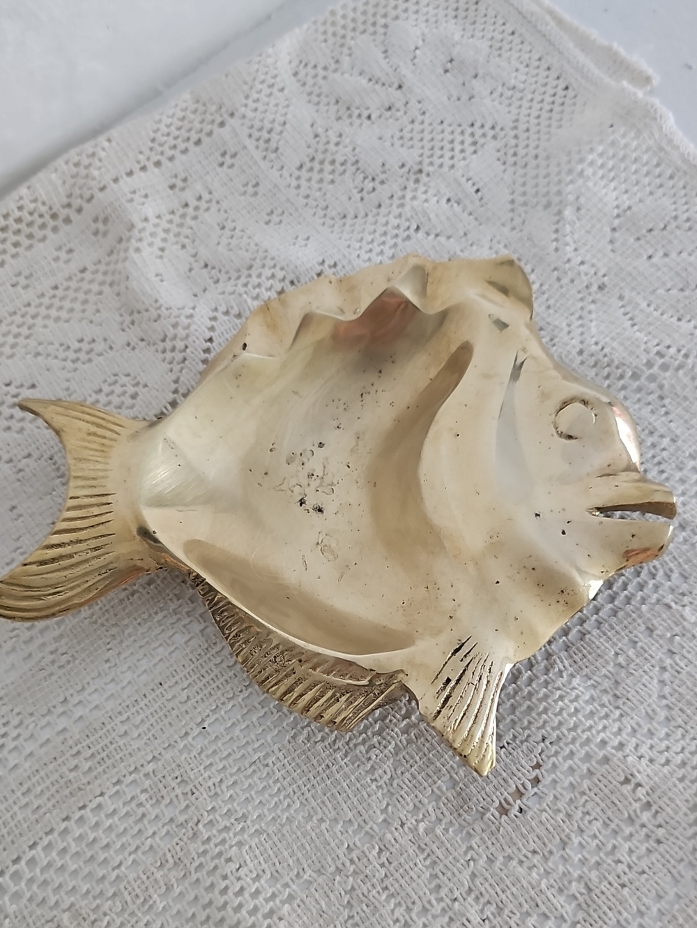 Vintage Brass Fish Ashtray
